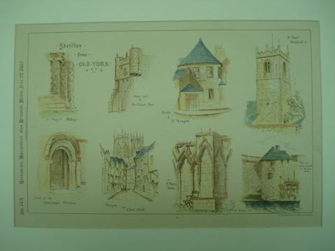 Sketches of Old York , York, England, UK, 1882, Various