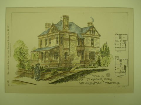 House for Mr. Charles R. Dallas , Pittsburgh, PA, 1882, Jas. T. Steen