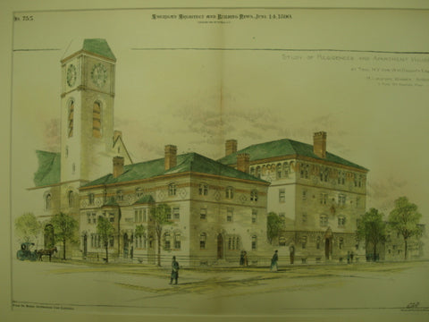Study of Residences and Apartment House for W. H. Doughty, Esq, Troy, NY, 1890, H. Langford Warren