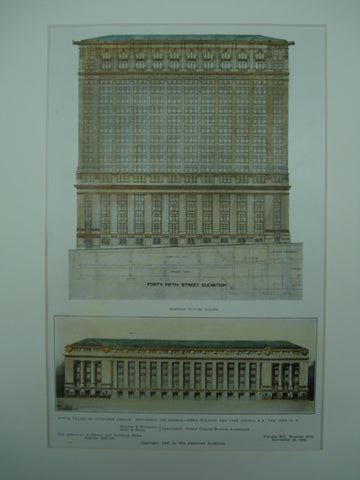 Post-Office and General-Office Building for the New York Central Railroad , New York, NY, 1906, Warren & Wetmore and Reed & Stem