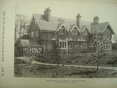 Garden Front of St. Keverne, Harrow-on-the-Hill, London, England, UK, 1895, Arnold Mitchell
