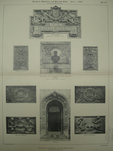 Details from the Engineers' Club House , Berlin, Prussia, EUR, 1899, Reimer & Korte