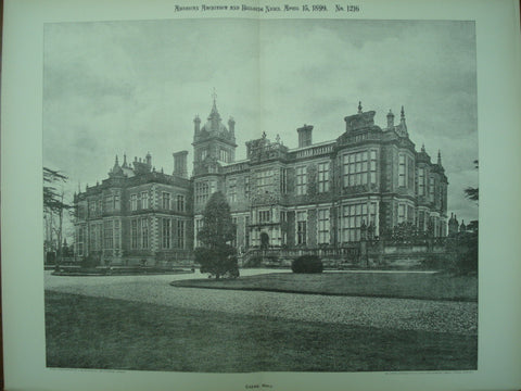 Crewe Hall, Crewe Green, Cheshire, England, UK, 1899, Unknown