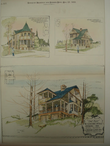 Three Different Houses, Brooklyn, NY, 1891, J. Graham Glover