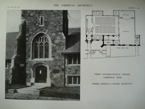 Third Congregational Church , Cambridge, MA, 1912, Messrs. Newhall & Blevins