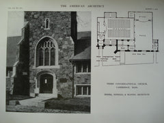 Third Congregational Church , Cambridge, MA, 1912, Messrs. Newhall & Blevins