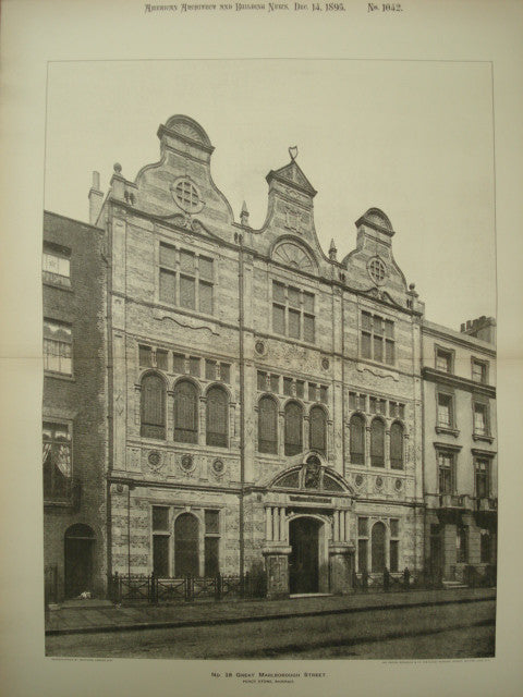 No. 18 Great Marlborough Street , Soho, London, England, UK, 1895, Percy Stone