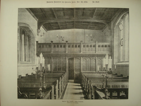View from the Chancel of Gray's Inn Chapel , London, England, UK, 1895, C. H. Shoppee