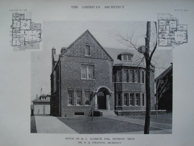 House of R.L. Aldrich, Esq. , Detroit, MI, 1912, Mr. W.B. Stratton