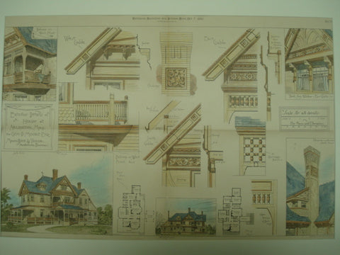 Exterior Details of the House for Geo. D. Moore, Esq., Arlington, MA, 1882, Messrs. Rand & Taylor