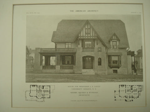 House of Professor J. E. Lough, University Heights, NY, 1909, Messrs. Squires & Wynkoop
