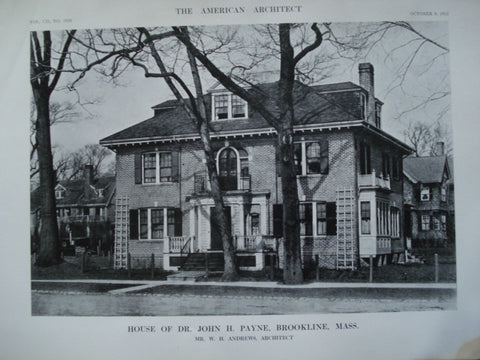 House of Dr. John H. Payne , Brookline, MA, 1912, Mr. W.H. Andrews
