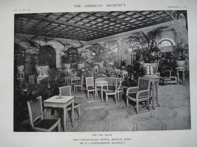 Tea Room in the Copley-Plaza Hotel , Boston, MA, 1912, Mr. H.J. Hardenbergh