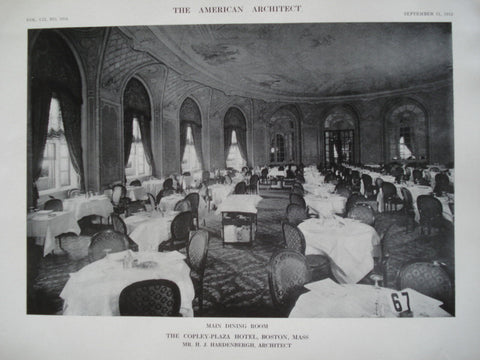 Main Dining Room in the Copley-Plaza Hotel , Boston, MA, 1912, Mr. H.J. Hardenbergh
