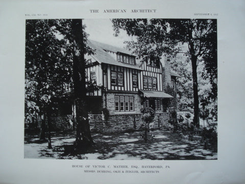 House of Victor C. Mather, Esq., Haverford, PA, 1912, Messrs. Duhring, Okie & Ziegler