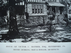 House of Victor C. Mather, Esq., Haverford, PA, 1912, Messrs. Duhring, Okie & Ziegler