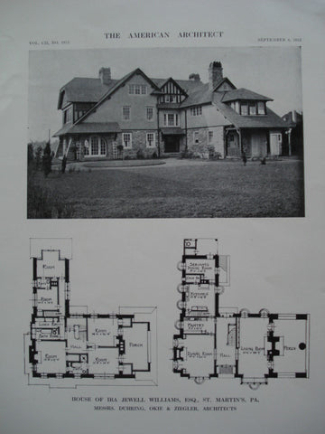 House of Ira Jewell Williams, Esq., St. Martin's, PA, 1912, Messrs. Duhring, Okie & Ziegler