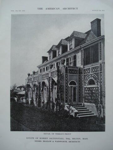 Terrace Front of the Estate of Robert Saltonstall, Esq. , Milton, MA, 1912, Messrs. Bigelow & Wadsworth
