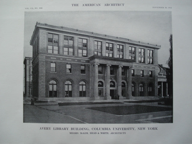 Avery Library Building of Columbia University , New York, NY, 1912, Messrs. McKim, Mead & White