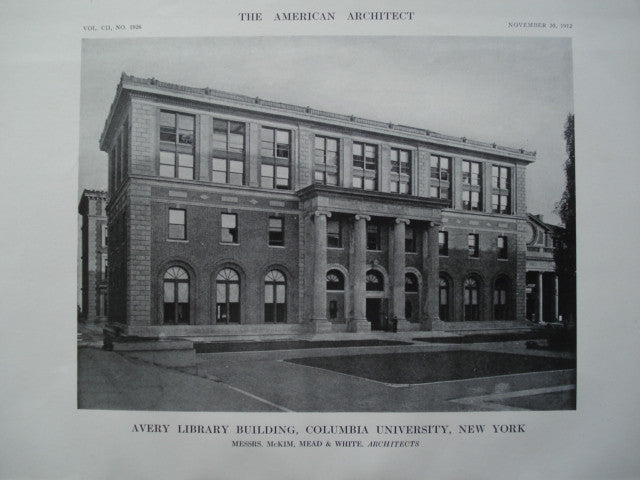 Avery Library Avery Library Building of Columbia University , New York, NY, 1912, Me ...