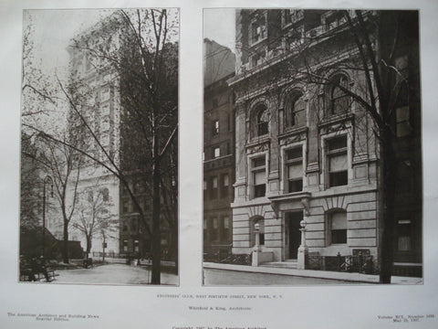 Engineers' Club, West Fortieth Street, New York, NY, 1907, Whitfield & King
