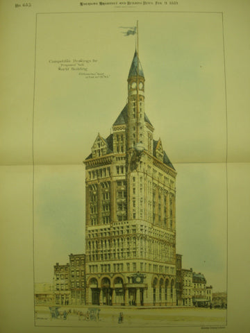 Competitive Drawings of the Proposed New World Building , New York, NY, 1889, R. H. Robertson