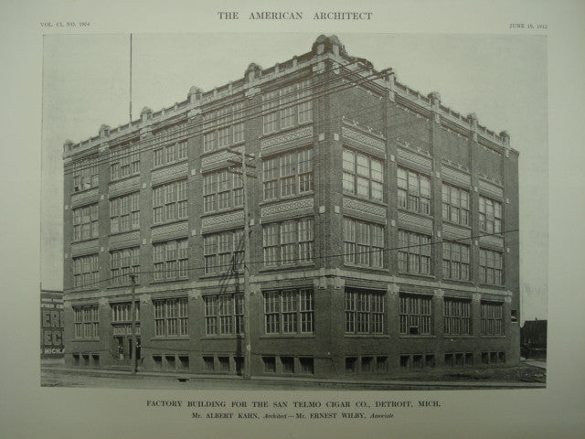 Factory Building for the San Telmo Cigar Co., Detroit, MI, 1912, Mr. Albert Kahn