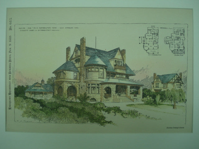 House for M. S. Severance, Esq., Los Angeles, CA, 1889, Curlett, Eisen & Cuthbertson