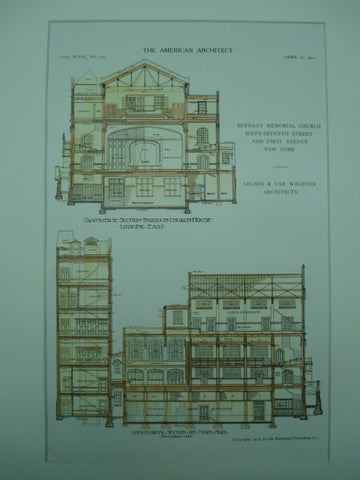Bethany Memorial Church of Sixty-Seventh Street and First Avenue , New York, NY, 1910, Nelson & Van Wagenen