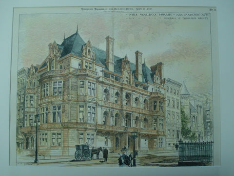 Mrs. Waldo's House on 728 Madison Ave, New York, NY, 1897, Kimball & Thomson