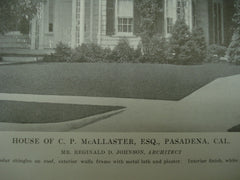 House of C. P. McAlaster, Esq. , Pasadena, CA, 1915, Mr. Reginald D. Johnson
