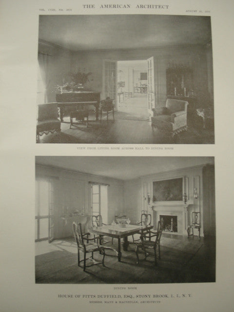 House of Pitts Duffield, Esq., Stony Brook, Long Island, NY, 1915, Messrs. Mann & Macneille