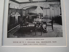 W. C. English House, Buckminster Road , Brookline, MA, 1913, Clark and Russell