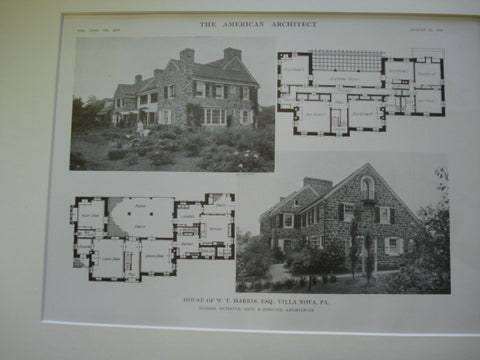 House of W. T. Harris, Esq., Villa Nova, PA, 1915, Messrs. Duhring, Okie, & Ziegler