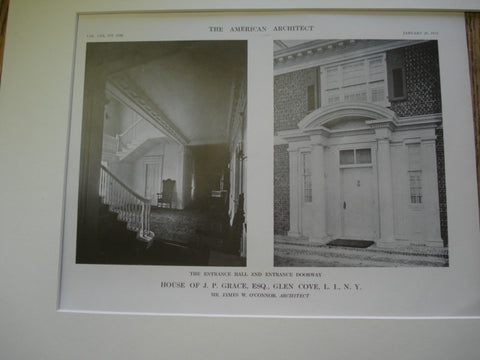 Entrance Hall and Entrance Doorway House of J. P. Grace, Esq., Glen Cove, Long Island, NY, 1913, Mr. James W. O'Connor