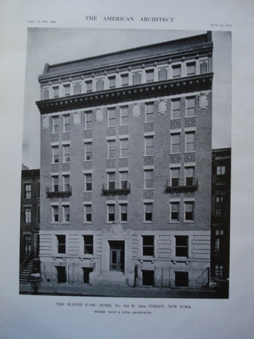 Jeanne d'Arc Home, No. 253 W. 24th Street , New York, NY, 1912, Messrs. Daus & Otto