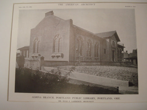 Albina Branch of the Portland Public Library , Portland, OR, 1913, Mr. Ellis F. Lawrence