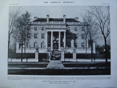 House of R.A. Long, Esq., Kansas City, MO, 1912, Messrs. Howe & Hoit