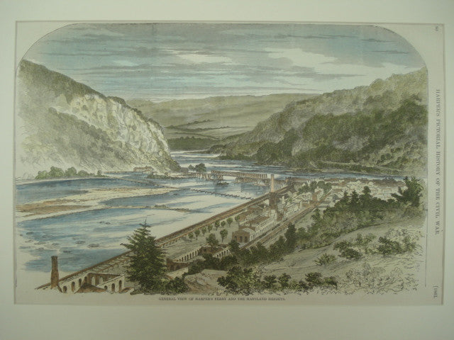 Scene of a General View of Harper's Ferry and the Maryland Heights , 1861, n/a
