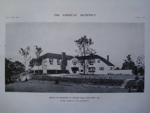 House of Frederic W. Upham, Esq., Glenview, IL, 1912, Messrs. Marshall & Fox