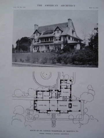 House of Dr. George Woodward , St. Martin's, PA, 1912, Messrs. Goodwin & Hawley