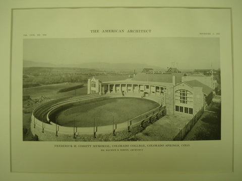 Frederick H. Cossitt Memorial at Colorado College , Colorado Springs, CO, 1915, Mr. Maurice B. Biscoe