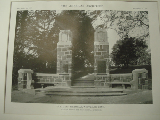 Soldier's Memorial , Westville, CT, 1915, Brown and Von Beren