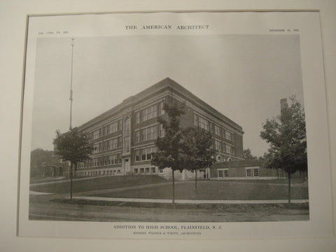 Additions to the High School, Plainfield, NJ, 1915, Wilder and White