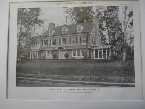 House of H. T. Saunders, Germantown, PA, 1915, Duhring, Okie and Ziegler