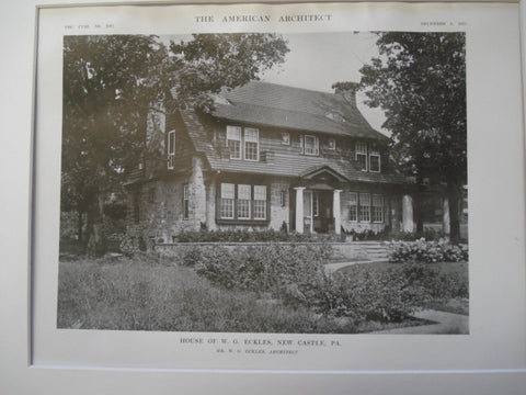 House of W. G. Eckles, New Castle, PA, 1915, W. G. Eckles