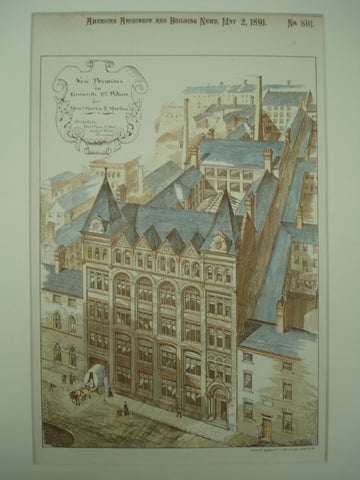 New Premises for Messrs. Martin & Martins on Granville St., Birmingham, England, UK, 1891, Essex & Nicol