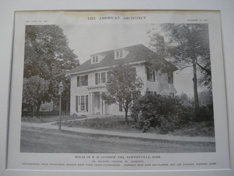 House of W. H. Lothrup, Newtonville, MA, 1915, Benjamin Proctor