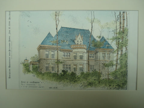 Residence of Mr. E. E. Osborne, Evanston, IL, 1896, J. T. W. Jennings