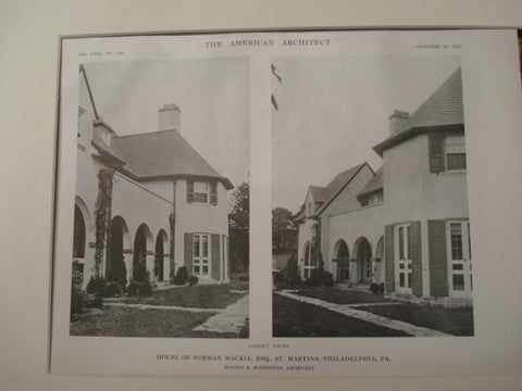 Norman Mackie House, St. Martin's, Philadelphia, PA, 1915, Robert R. McGoodwin